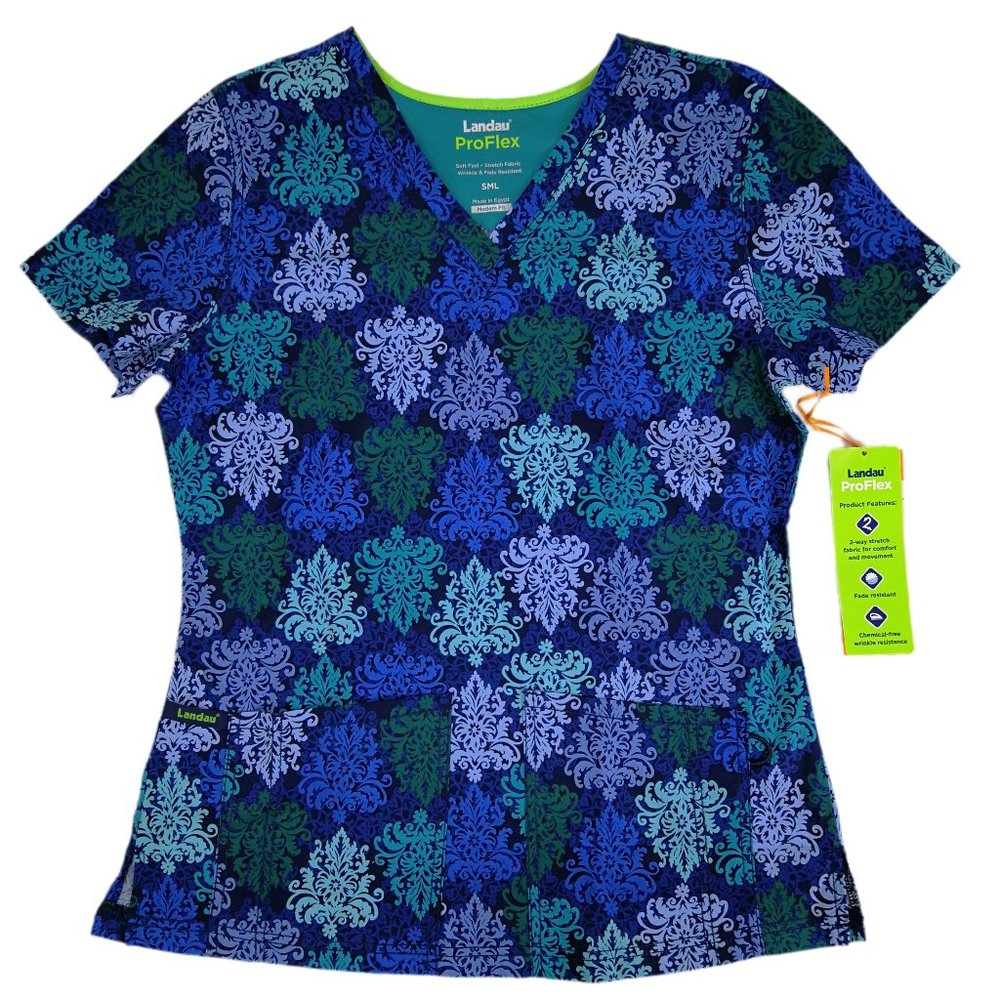 Landau Scrub Top 4163-OBPSL Opulent Blues